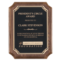 Walnut Piano Finish Plaque with Gold Florentine Border Black 7" x 9" Airflyte LaserFX Plate