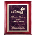 Rosewood Piano Finish Plaque with Ruby Marble/Gold 10 1/2" x 13" Florentine Design LaserFX Plate