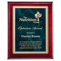 Rosewood Piano Finish Plaque with Emerald Marble/Gold 10 1/2" x 13" Florentine Design LaserFX Plate