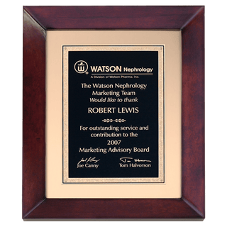 12" x 15" Airflyte Cherry Finish Frame wtih Gold Metal Background and Black and Gold LaserFX Florentine Border Plate