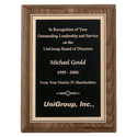 Walnut Piano Finish Plaque with Textured Black/Gold 8" x 10" Airflyte Florentine Border LaserFX Plate