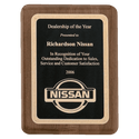 Walnut Piano Finish Plaque with Textured Black/Gold 8" x 10 1/2" Airflyte Florentine Border LaserFX Plate