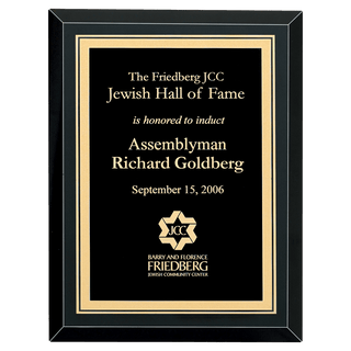 9" x 12" Airflyte Premium Black Mirror Glass Plaque with Gold Florentine Border LaserFX Plate