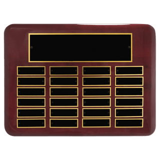 11" x 15"/Plates 7/8" x 2 3/4" Rosewood Piano Finish 24 Plate Perpetual Plaque with Black Brass Plates