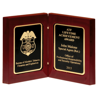 High Gloss Rosewood Book Award with Black Gold Border Plates