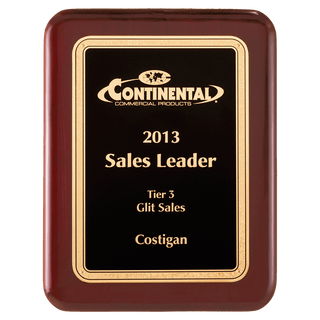 Rosewood Piano Finish Plaque with Textured Black/Gold 10 1/2" x 13" Airflyte Florentine Border LaserFX Plate