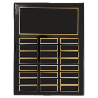 11" x 14" Airflyte Black Piano Finish 24 Plate Perpetual Plaque with Black Brass Plates