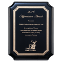 Black High Gloss Plaque with Black Gold 9" x 12" Florentine Border LaserFX Plate