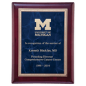 Rosewood Piano Finish Plaque with Sapphire Marble with Gold 8" x 10" Airflyte Florentine Border LaserFX Plate