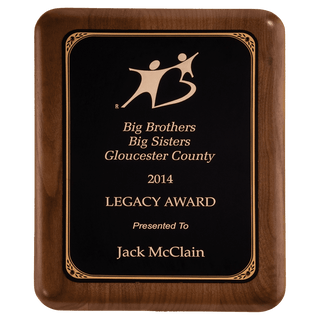10 1/2" x 13" American Walnut Plaque with Gold Border Black LaserFX Plate