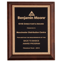 Cherry Finish Plaque with Black Gold 2 8" x 10" Hand Rubbed Florentine Border LaserFX Plate