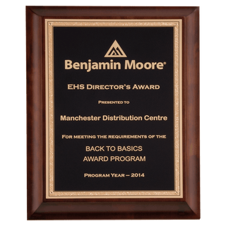 Cherry Finish Plaque with Black Gold 2 9" x 12" Hand Rubbed Florentine Border LaserFX Plate