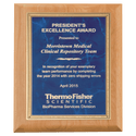 Alder Wood Plaque with Sapphire Marble Gold 8" x 10" Natural Florentine Bordered LaserFX Plate