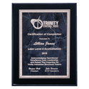 Black High Gloss Plaque with Gray Marble/Silver 7" x 9" Airflyte Florentine Border Plate