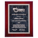 Rosewood High Gloss Plaque with Gray Marble/Silver 7" x 9" Airflyte Florentine Border Plate