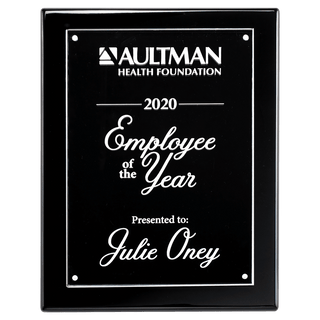 Black 9x12 High Gloss Plaque with Acrylic Engraving Plate