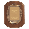 Walnut Notch Corner Plaque w/Antique Bronze Scroll/Brushed Brass 11" x 15" American Plate