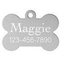 Silver 1 1/4" x 3/4" Laserable Anodized Aluminum Bone Pet Tag