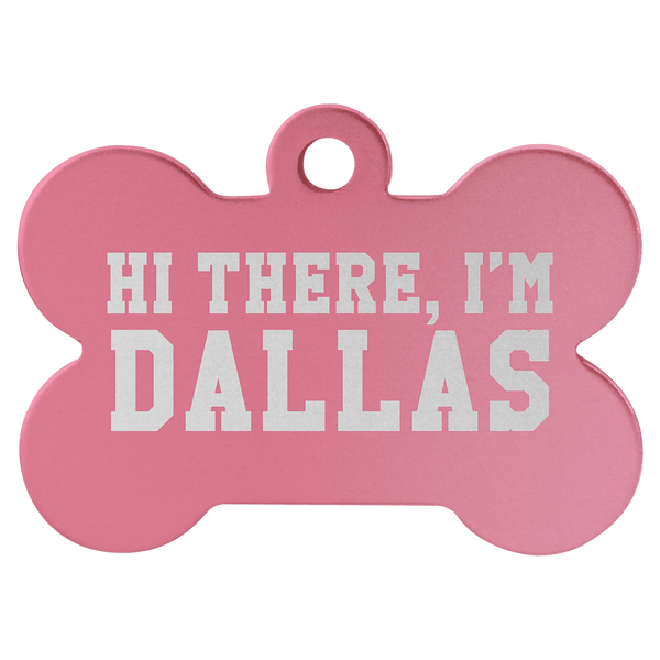 Pink 1 1/2" x 1" Laserable Anodized Aluminum Bone Pet Tag