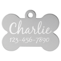 Silver 1 1/2" x 1" Laserable Anodized Aluminum Bone Pet Tag