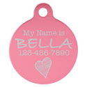 Pink 1" Laserable Anodized Aluminum Round Pet Tag with Tab