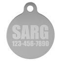 Silver 1" Laserable Anodized Aluminum Round Pet Tag with Tab
