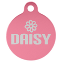 Pink 1 1/4" Laserable Anodized Aluminum Round Pet Tag with Tab