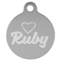 Silver 1 1/4" Laserable Anodized Aluminum Round Pet Tag with Tab