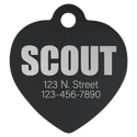 Black 1 1/4" x 1 1/4" Laserable Anodized Aluminum Heart Pet Tag