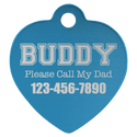 Blue 1 1/4" x 1 1/4" Laserable Anodized Aluminum Heart Pet Tag