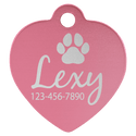 Pink 1 1/4" x 1 1/4" Laserable Anodized Aluminum Heart Pet Tag