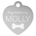 Silver 1 1/4" x 1 1/4" Laserable Anodized Aluminum Heart Pet Tag
