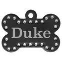 Black 1 1/2" x 1" Laserable Anodized Aluminum Swarovski Bling Bone with Tab