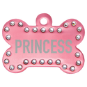 Pink 1 1/2" x 1" Laserable Anodized Aluminum Swarovski Bling Bone with Tab
