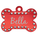Red 1 1/2" x 1" Laserable Anodized Aluminum Swarovski Bling Bone with Tab