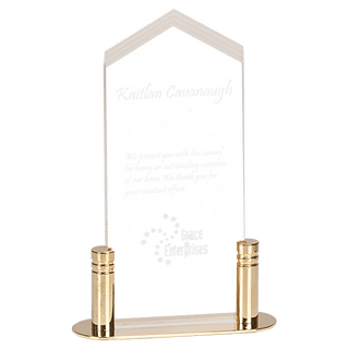 Large Clear Frosted Arrow Acrylic with Brass Base