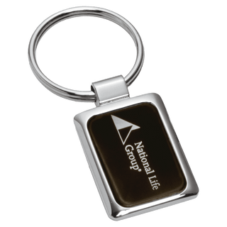 1" x 2 3/4" Chrome Plated Key Ring with Black Aluminum Insert