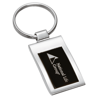 1" x 3 1/4" Chrome Plated Key Ring with Black Aluminum Insert