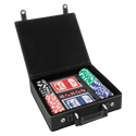 Black/Silver Laserable Leatherette 100 Chip Poker Set