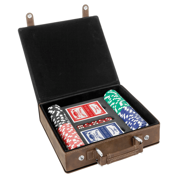 Rustic/Gold Laserable Leatherette 100 Chip Poker Set