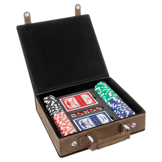 Rustic/Gold Laserable Leatherette 100 Chip Poker Set