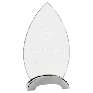 7 1/2" Oval Platinum Glass with Arch Metal Base