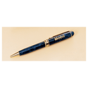 Blue Marble Brass Pen with Clear 5 1/4" Plastic Pen Case