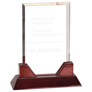 8 3/4" Rectangle Prestige Acrylic with Rosewood Piano Finish Base