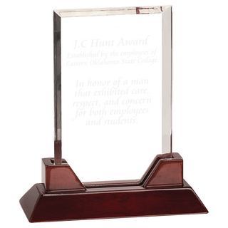 9 3/4" Rectangle Prestige Acrylic with Rosewood Piano Finish Base