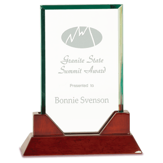 8 3/4" Rectangle Prestige Glass with Rosewood Piano Finish Base