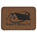 Dark Brown 3" x 2" Rectangle Laserable Leatherette Patch with Adhesive