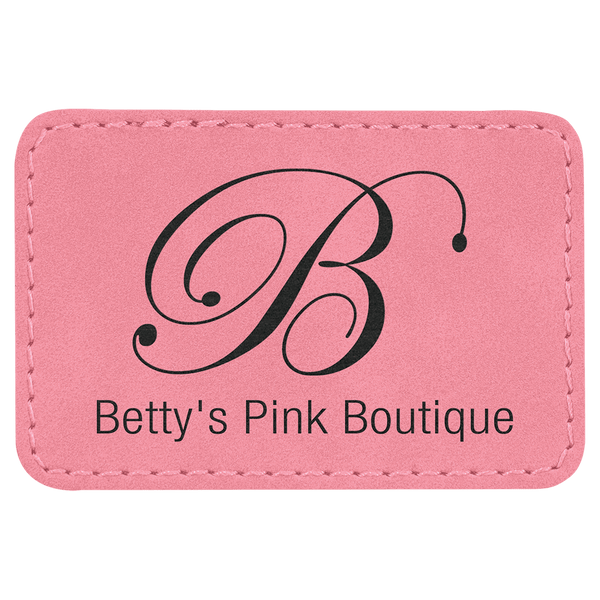 Pink 3" x 2" Rectangle Laserable Leatherette Patch with Adhesive