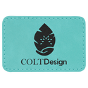 Teal 3" x 2" Rectangle Laserable Leatherette Patch with Adhesive