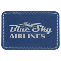 Blue/Silver 3" x 2" Rectangle Laserable Leatherette Patch with Adhesive